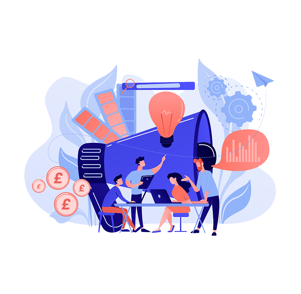 Illustration of a social media marketing campaign